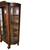 SOLD Antique Victorian Carved Tiger Oak China Closet, Curved Glass, Early 1900s