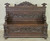 Antique Gothic Revival Carved Beech & Pine Figural Hall Bench #22463