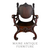 SOLD Antique Carved Mahogany Saddle Arm Chair – Lion Head Details – 1890s