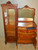 SOLD Antique Oak China Closet, Victorian Buffet Bevel Glass Mirror