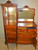 SOLD Antique Oak China Closet, Victorian Buffet Bevel Glass Mirror