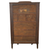 SOLD Victorian Carved Tiger Oak China Closet, Curved Glass, Early 1900s