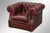 SOLD Antique 100-percent Red Leather Chesterfield Cube Chair