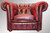 SOLD Antique 100-percent Genuine Leather Chesterfield Cube Chair
