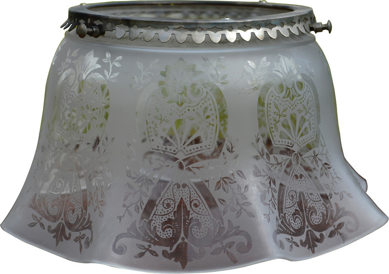 SOLD Early Gas Lamp Decorated Ruffle Shade