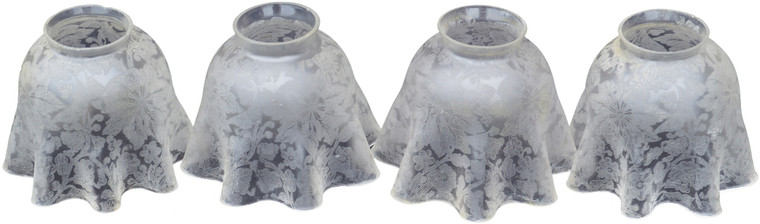 SOLD Set of 4 Etched Beautiful Electric Lamp Shades Antique