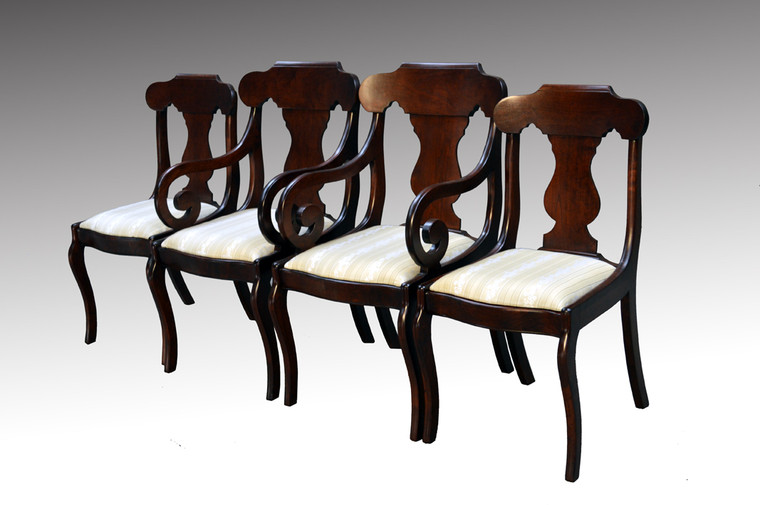 SOLD Set of Four Mahogany Empire Dining Chairs