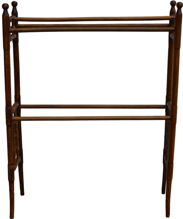SOLD Oak Stick and Ball Towel Rack