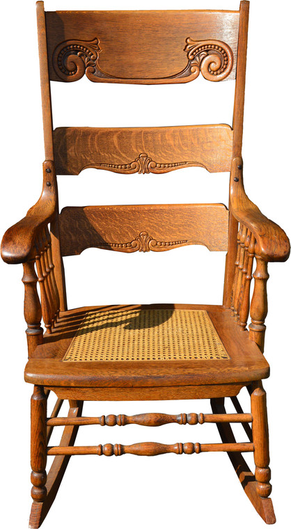 SOLD Oak Extra Tall Press Back Rocker