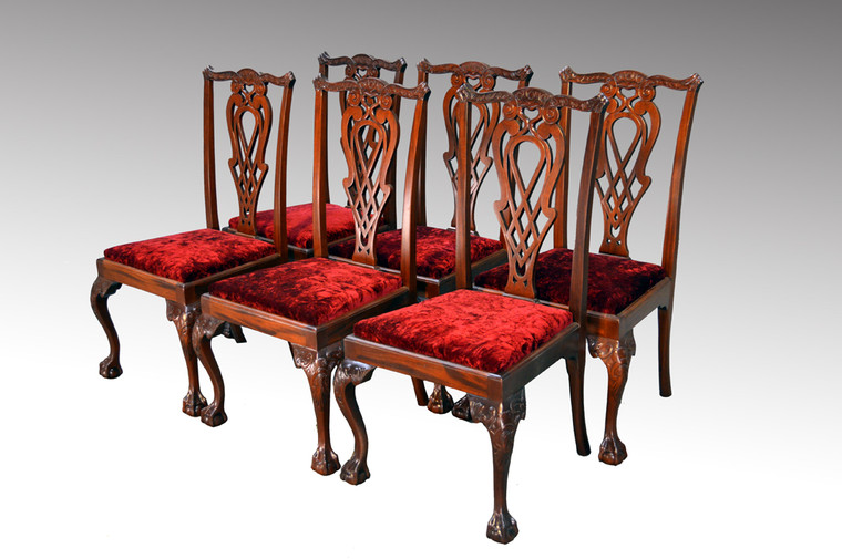 SOLD Antique Set of Six Centennial Mahogany Ball and Claw Dining Chairs
