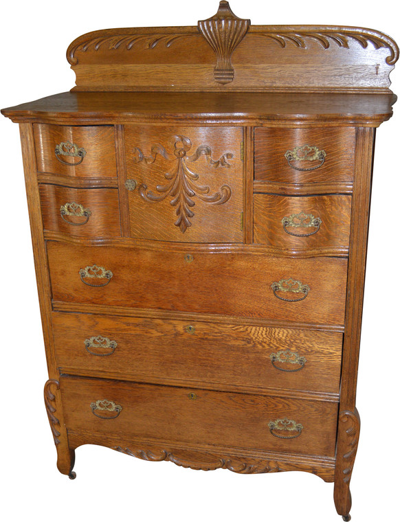 SOLD Oak Carved Hat Box Gentleman's Chest