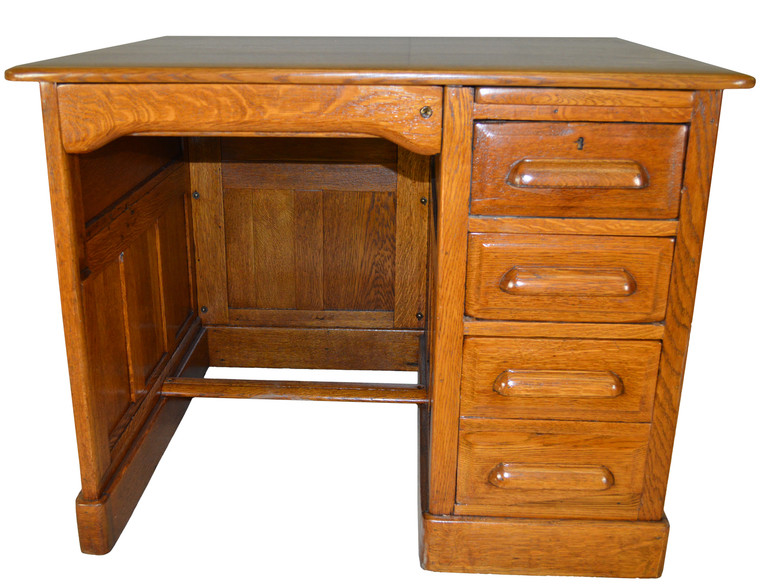 SOLD Oak Raised Panel Flat Top Desk - Restored