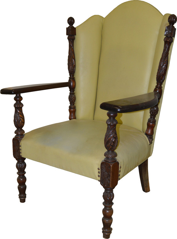 SOLD Acanthus Carved Mahogany Arm Chair Fan Back