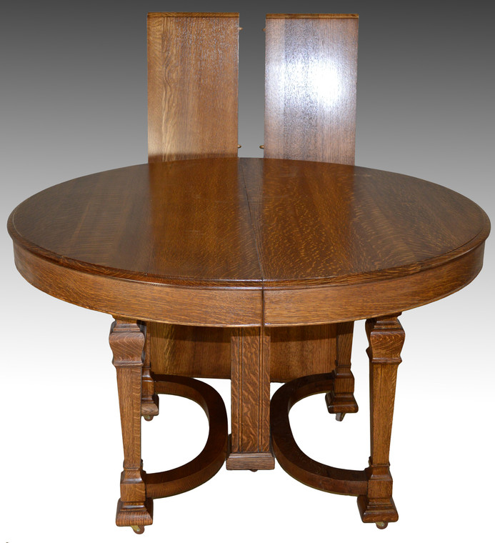 SOLD Round Oak Dining Table w/2 Leaves