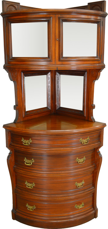 SOLD Rare Unusual Victorian Curved Glass Door China Closet