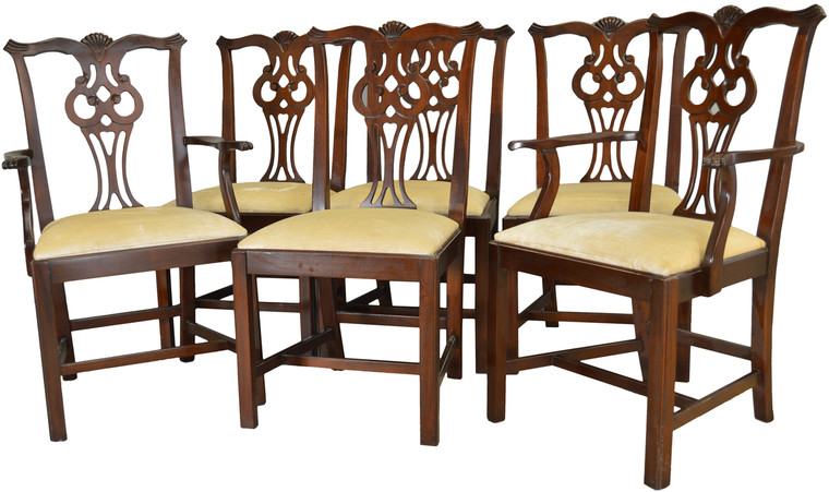 SOLD Set of 6 Mahogany Chippendale Chairs