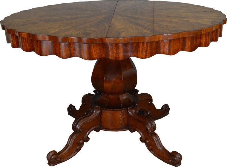 SOLD Empire Flame Mahogany Tilt Top Kitchen Table -Oversized Stand Period