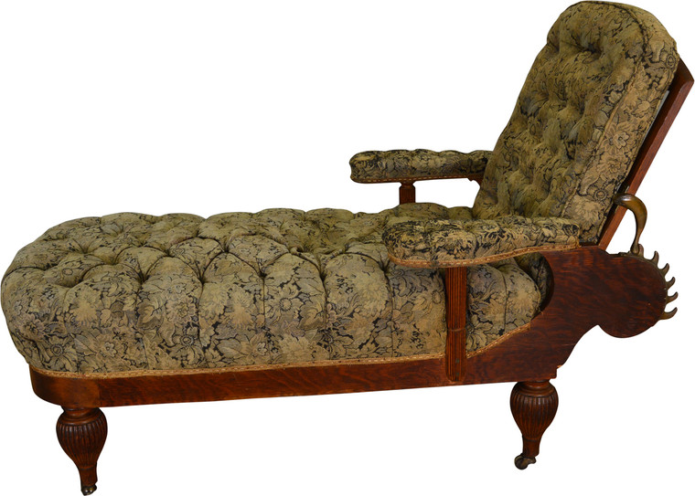 SOLD Oak Morris Chaise Reclining Lounge Rare