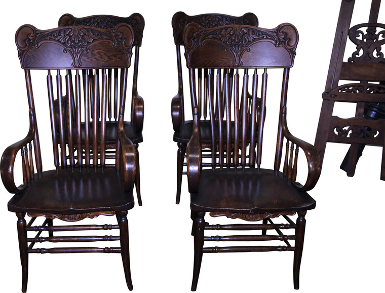 SOLD Set of 4 Victorian Carved Arm Chairs - Rare