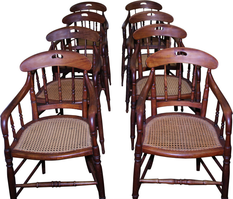 SOLD Set of 8 Walnut Arm Chairs – Very Rare