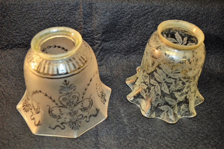 SOLD Two Acid Etched Electric Lamp Shades