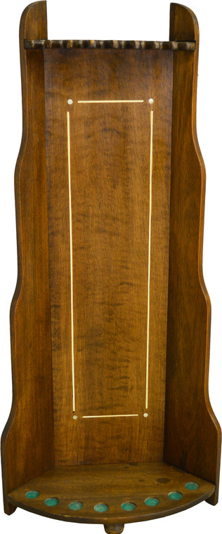 SOLD Mahogany Inlaid Deco Style Pool Table Cue Rack