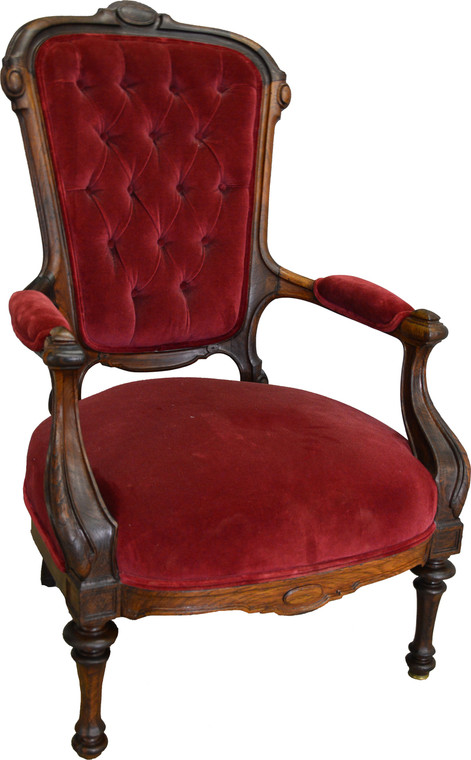 SOLD Victorian Rosewood Red Velvet Arm Chair