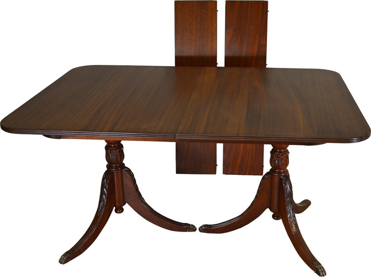 SOLD Mahogany Duncan Phyfe Dining Table Carved Base 2 Leaves