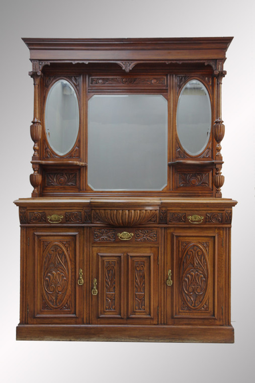 SOLD Antique Victorian Heavily Carved Oak Sideboard