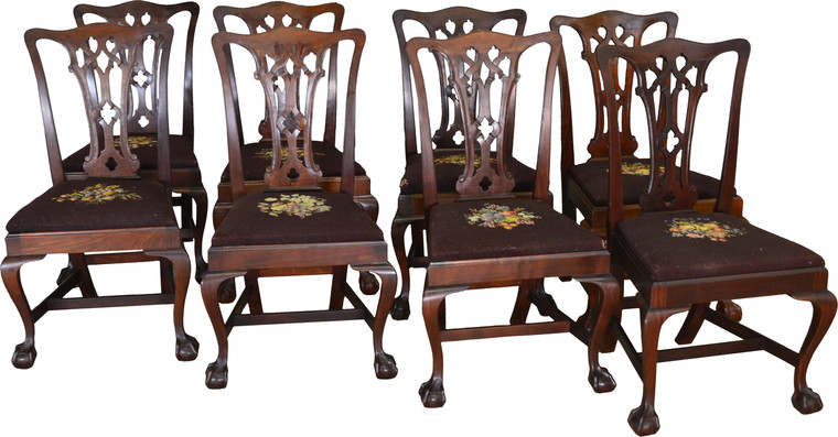 SOLD Set of 8 Centennial Hand Bench Made Mahogany Chippendale Dining Chairs