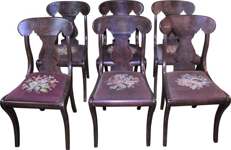 SOLD Set of 6 Empire Style Dining Chairs
