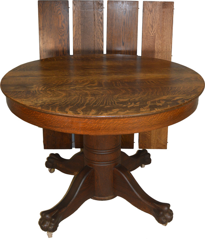 SOLD Victorian Round Claw Foot Split Base Dining Table – 44 Inches