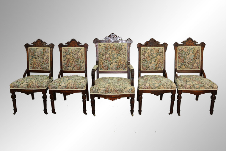 SOLD Antique Victorian Burl Walnut Parlor Suite