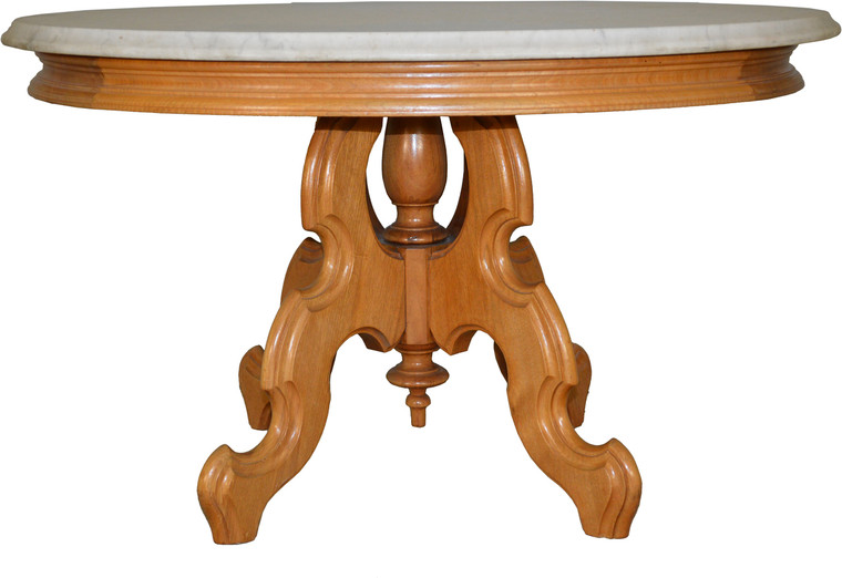 SOLD Victorian Oval Walnut Marble Top Coffee Table