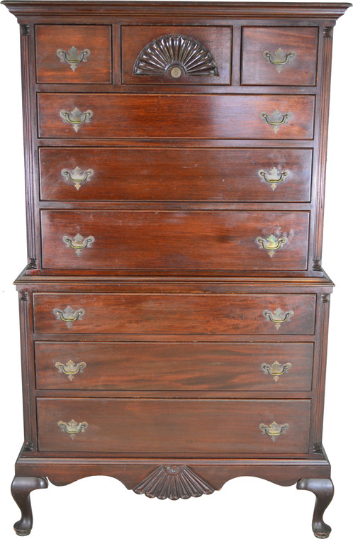 SOLD Mahogany Chippendale Two Piece Chest on Chest