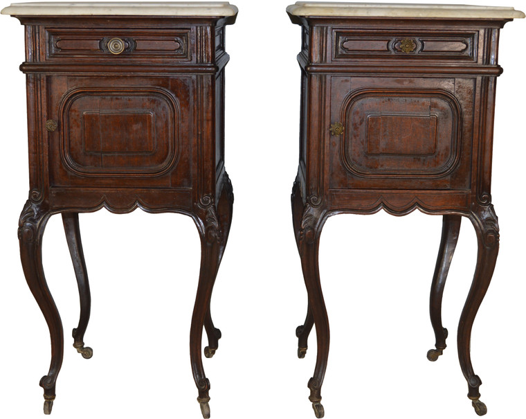 SOLD Pair of Marble Top French Nightstands