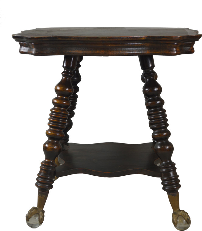 SOLD Mahogany Large Glass Ball and Claw Stand