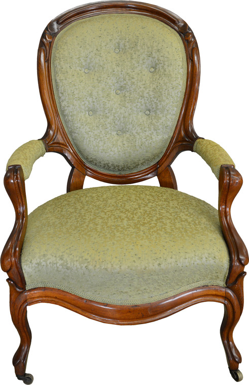 SOLD Victorian Carved Balloon Back Gentleman’s Arm Chair