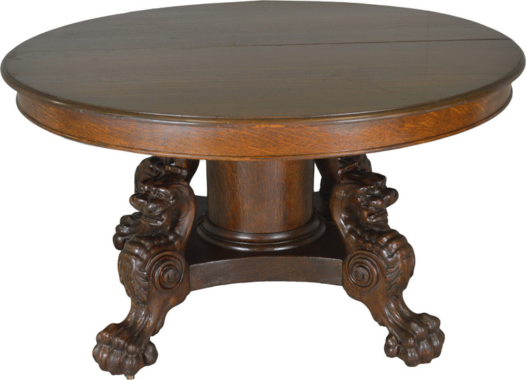 SOLD Victorian Oak Lion Body Base 54” Dining Table – Horner Style