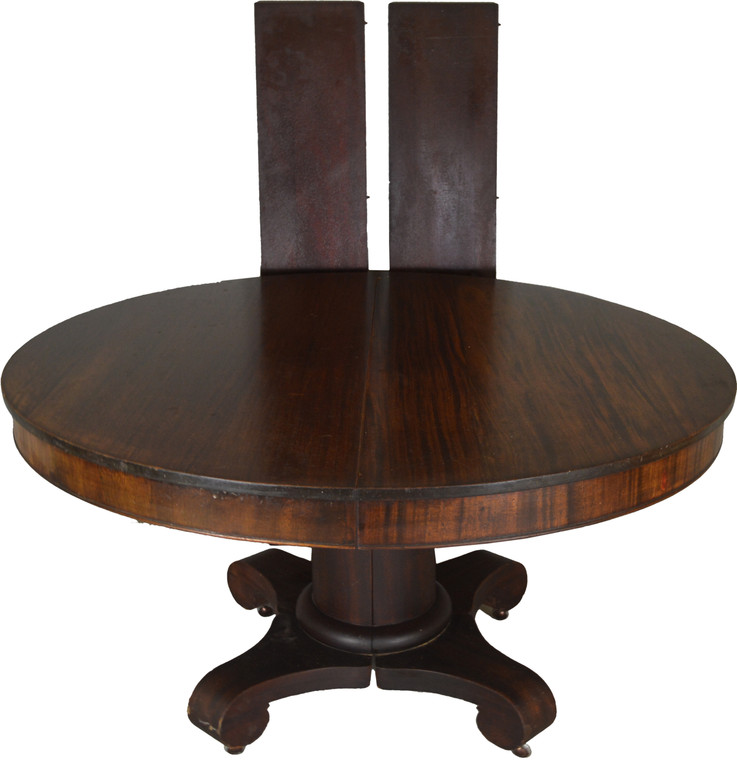 SOLD Mahogany 54 Inch Empire Dining Table w/2 Leaves