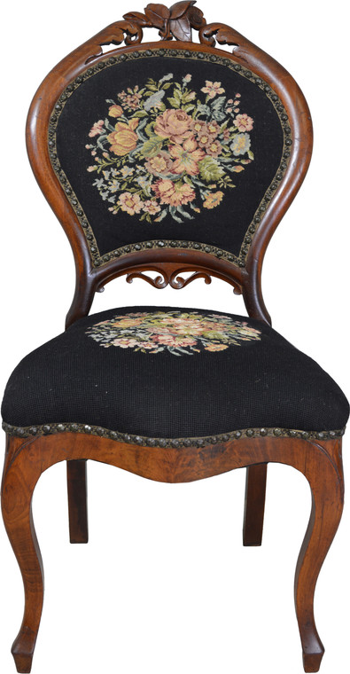 SOLD Civil War Era Needlepoint Boudoir Chair