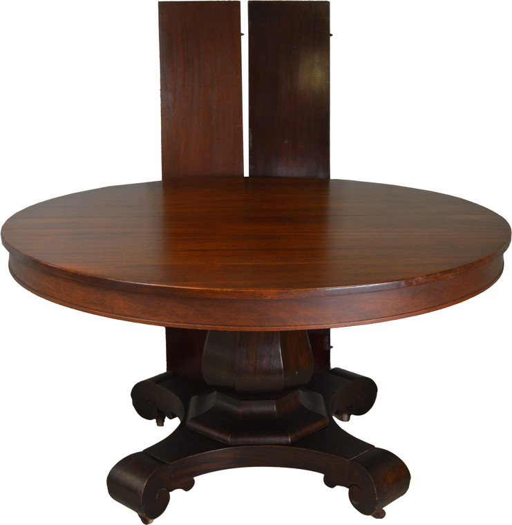 SOLD Mahogany 54 inch Empire Fluted Pedestal Banquet Table