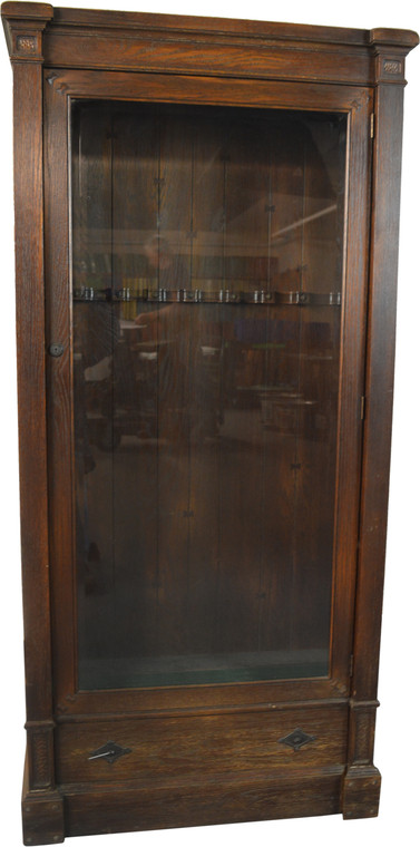 SOLD Oak Glass Door Gun Cabinet