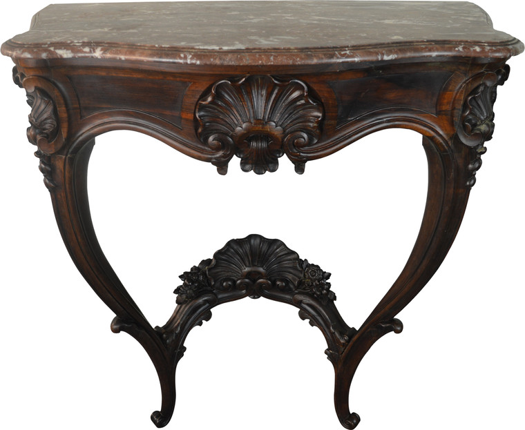 SOLD Victorian Rosewood Marble Top Shapely Console