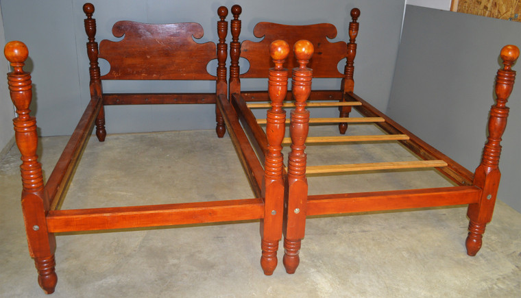 SOLD Pair of Twin Cannon Ball Early Beds