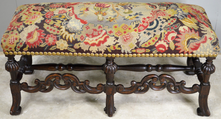 SOLD Walnut Victorian Age Needlepoint Window Bench