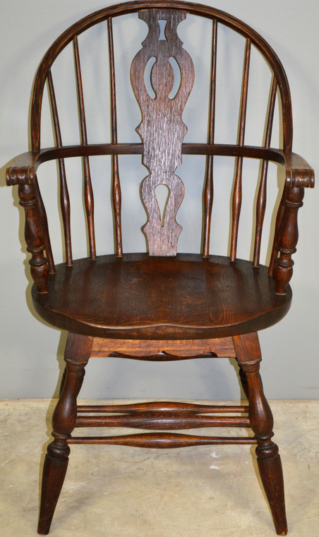 SOLD Solid Oak Knuckle Arm Windsor Chair