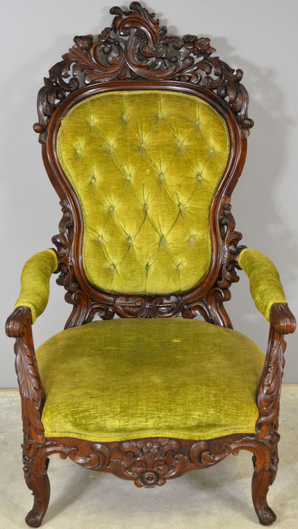SOLD Large Rococo Carved Civil War Era Gentleman’s Chair