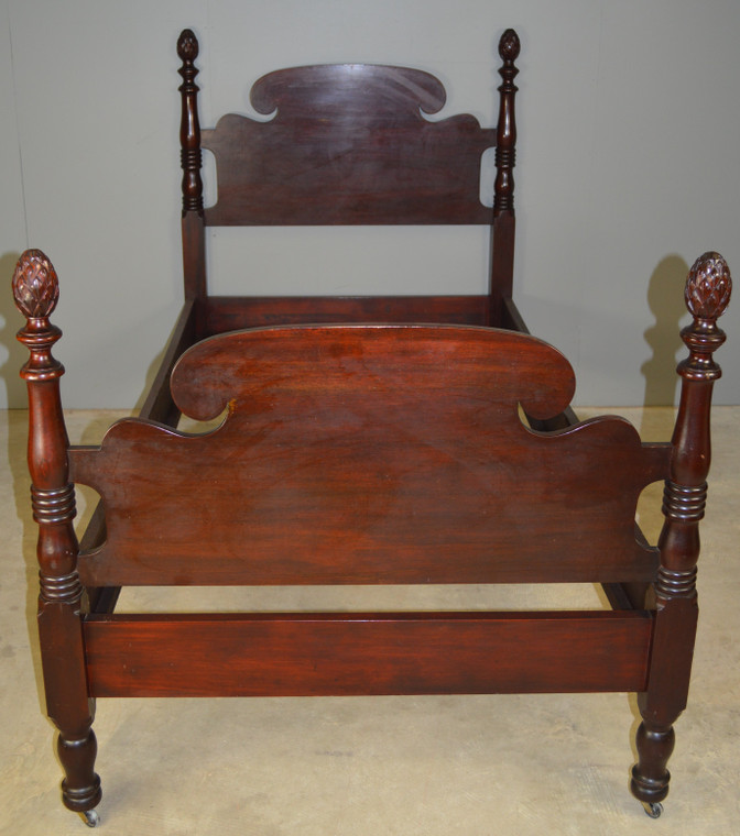SOLD Mahogany Twin Pineapple Poster Bed