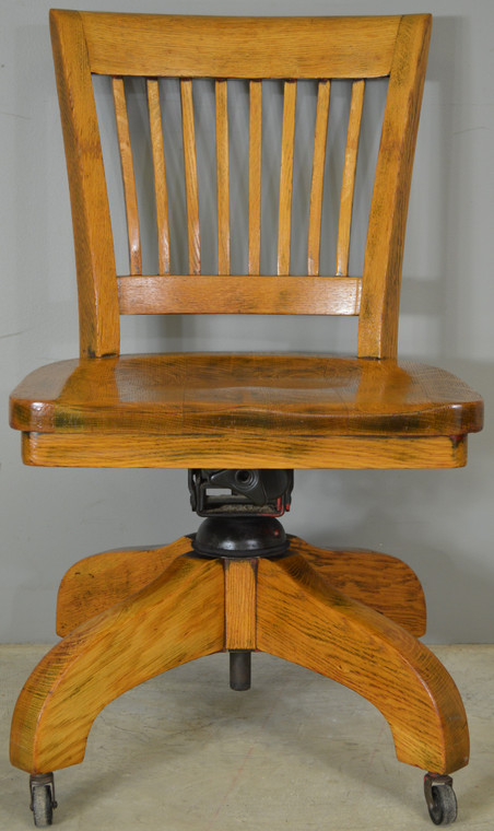 SOLD Antique Oak Lawyers Bankers Swivel Tilt Office Chair